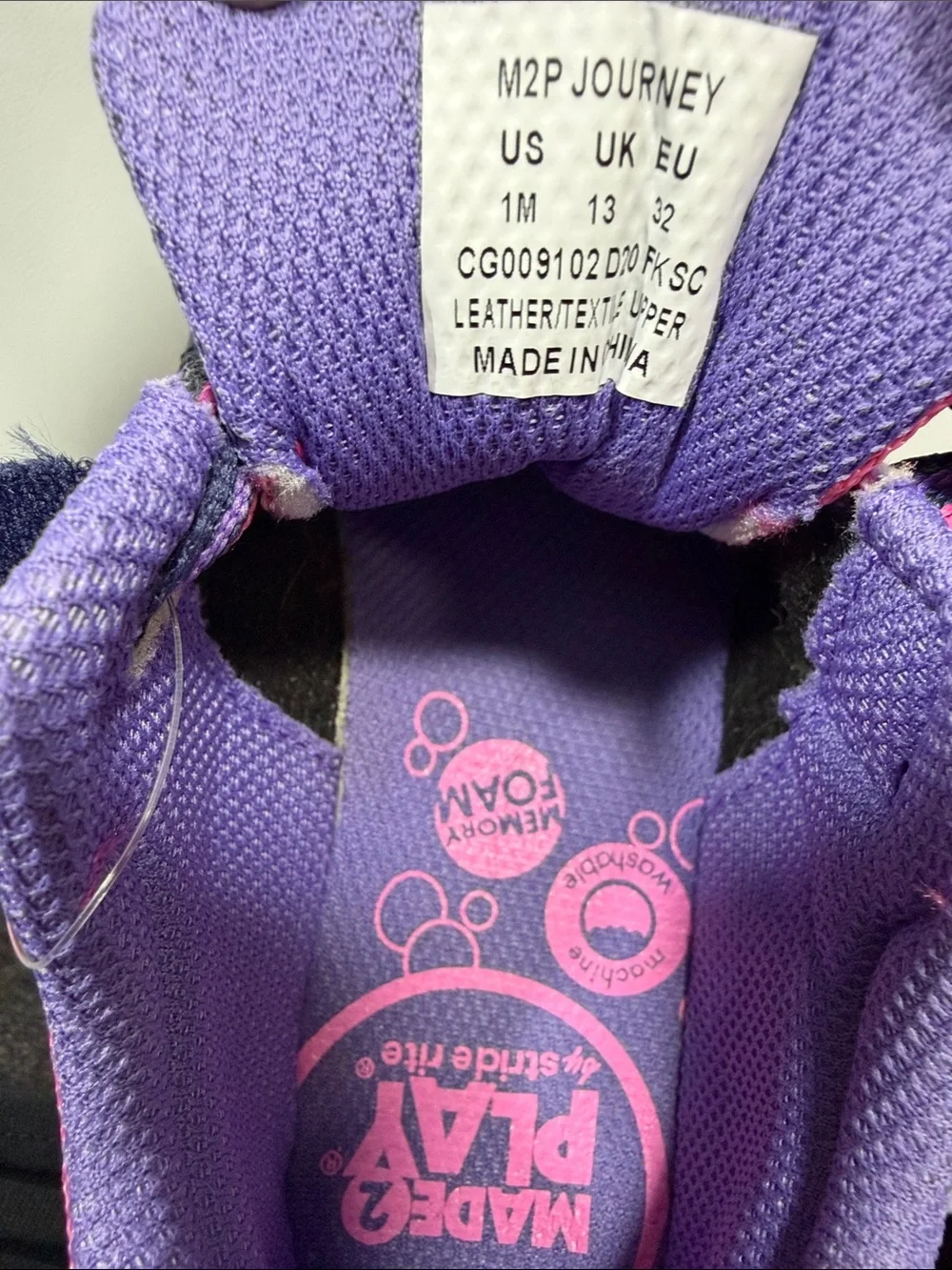 Girls Size 1 Stride Rite M2P Made to Play Journey Player Pink/Purple Sneaker